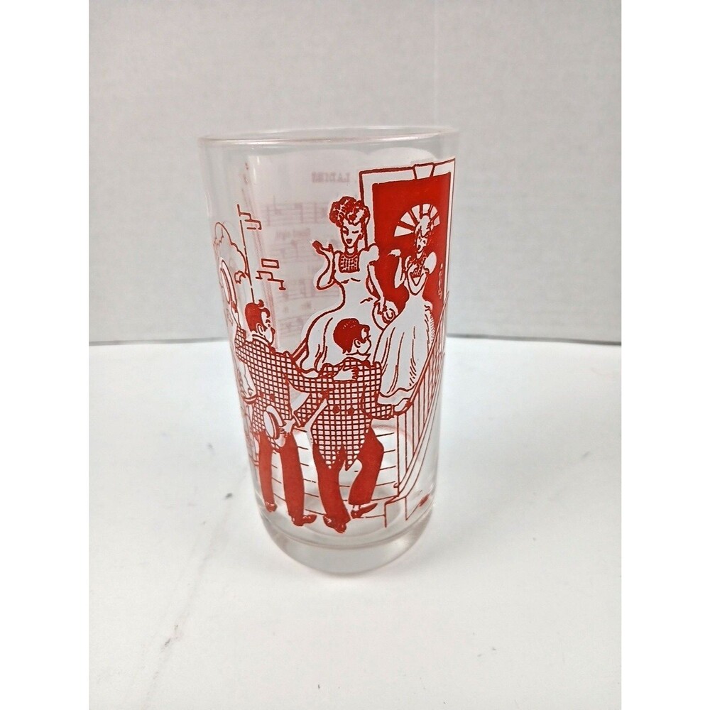 MCM Hazel Atlas GOOD NIGHT LADIES Drinking Song Glass Big Top Peanut Butter